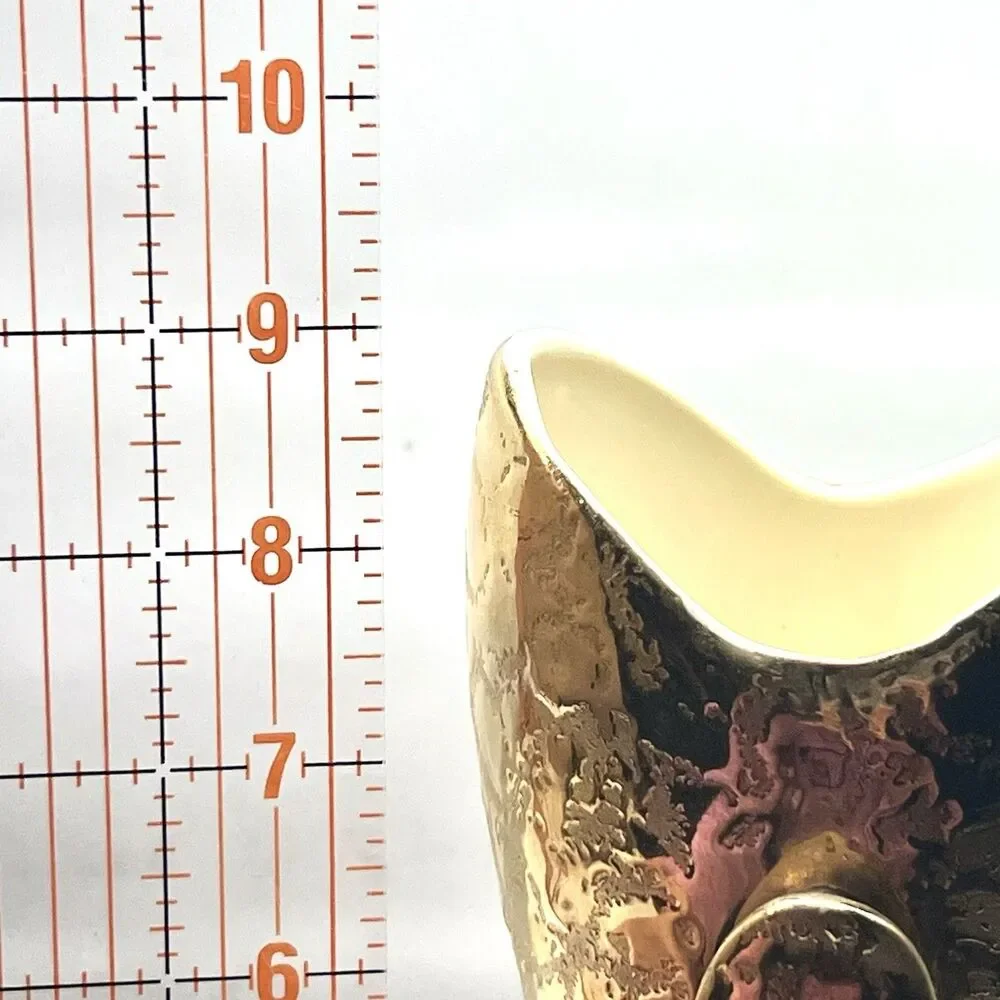 24k Weeping Gold Double Handled 9” Vase ~ Made In USA